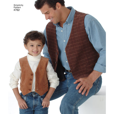 Simplicity Pattern 4762 Boys' and Men's Waistcoats and Ties. from Jaycotts Sewing Supplies