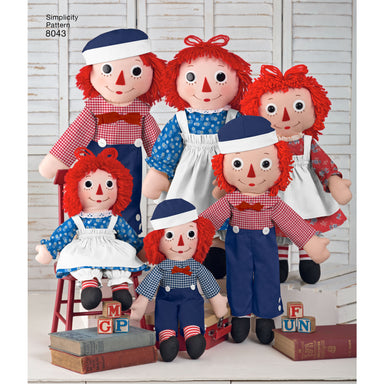 Simplicity Pattern 8043  Raggedy Ann and Andy Dolls from Jaycotts Sewing Supplies