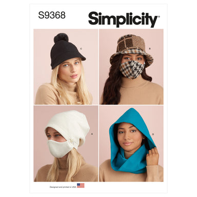 Simplicity Sewing Pattern 9368 Hat and Mask Sets, Hooded Infinity Scarf and Mask from Jaycotts Sewing Supplies