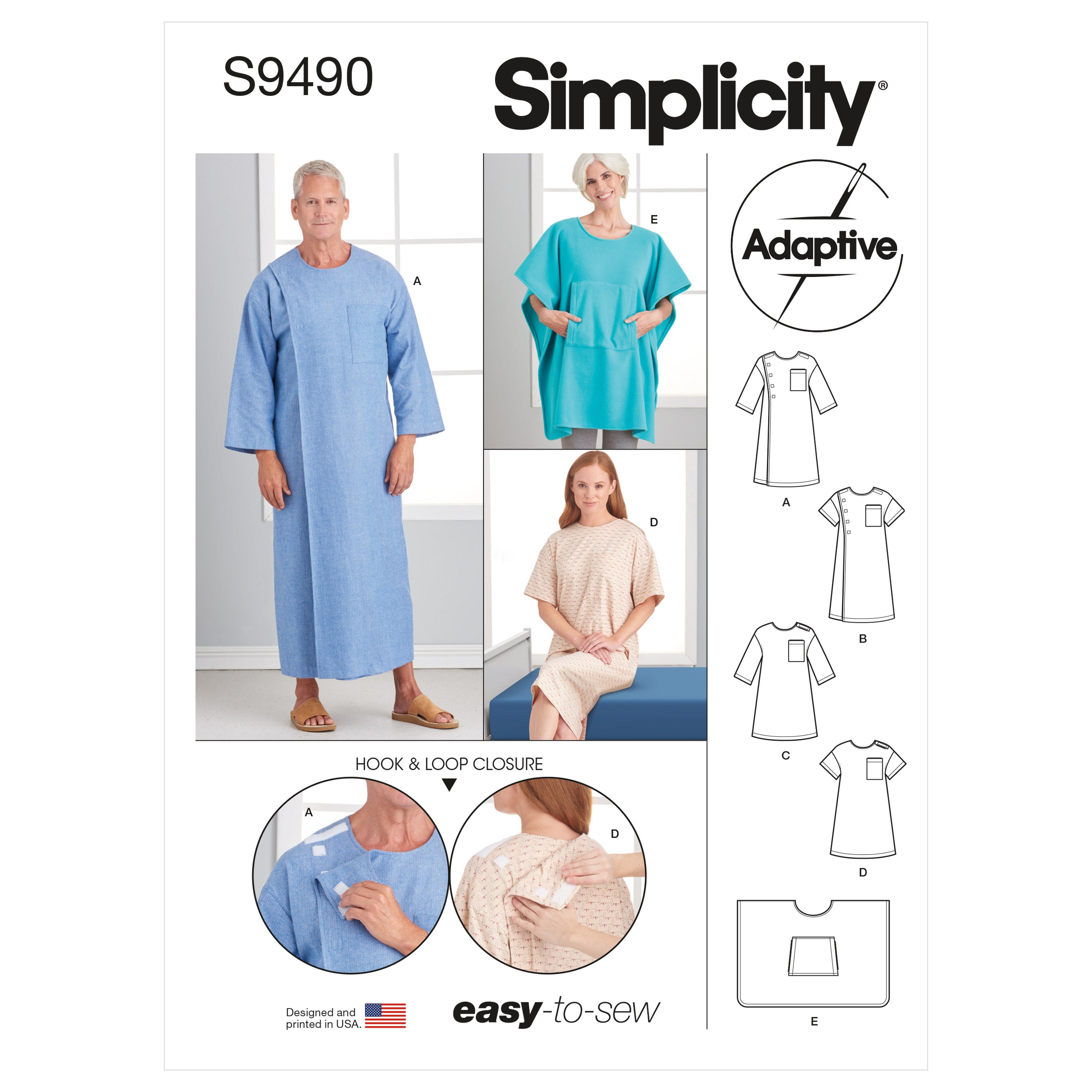 Simplicity Sewing Pattern 9490 Unisex Recovery Gowns and Bed Robe from Jaycotts Sewing Supplies