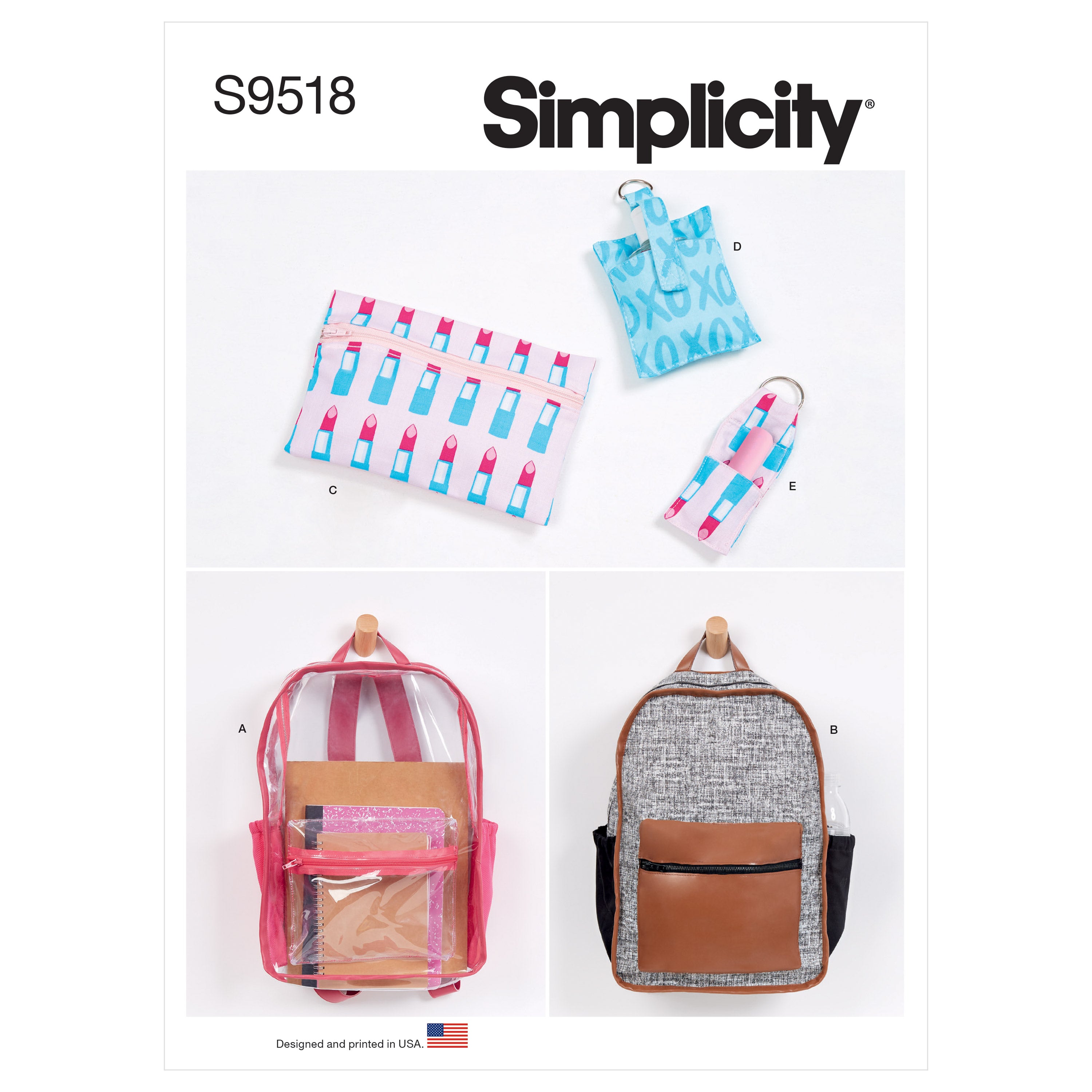 Simplicity 9518 Backpacks and Accessories pattern from Jaycotts Sewing Supplies