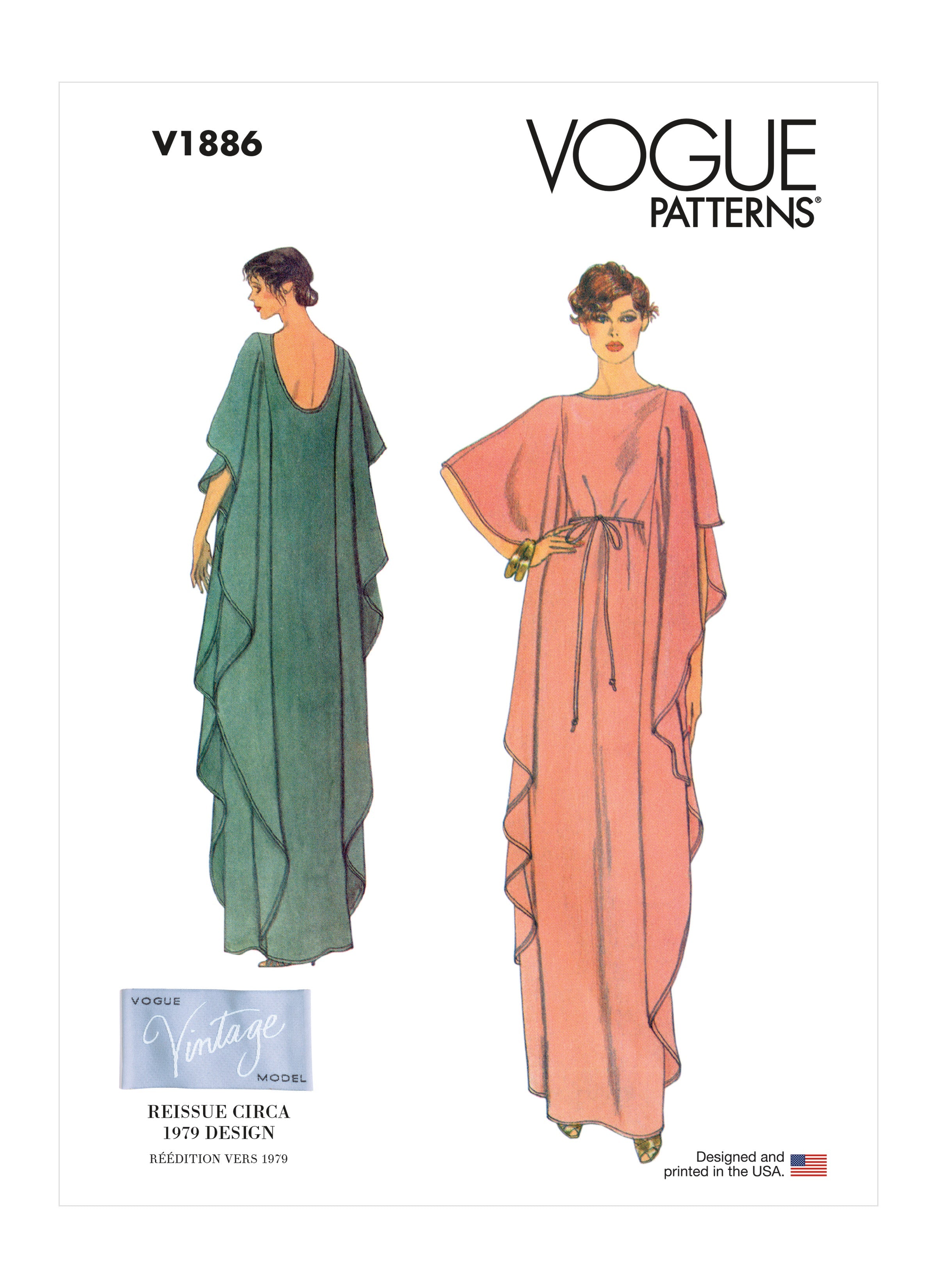 Vogue sewing pattern 1886 Seventies Misses' Caftan from Jaycotts Sewing Supplies