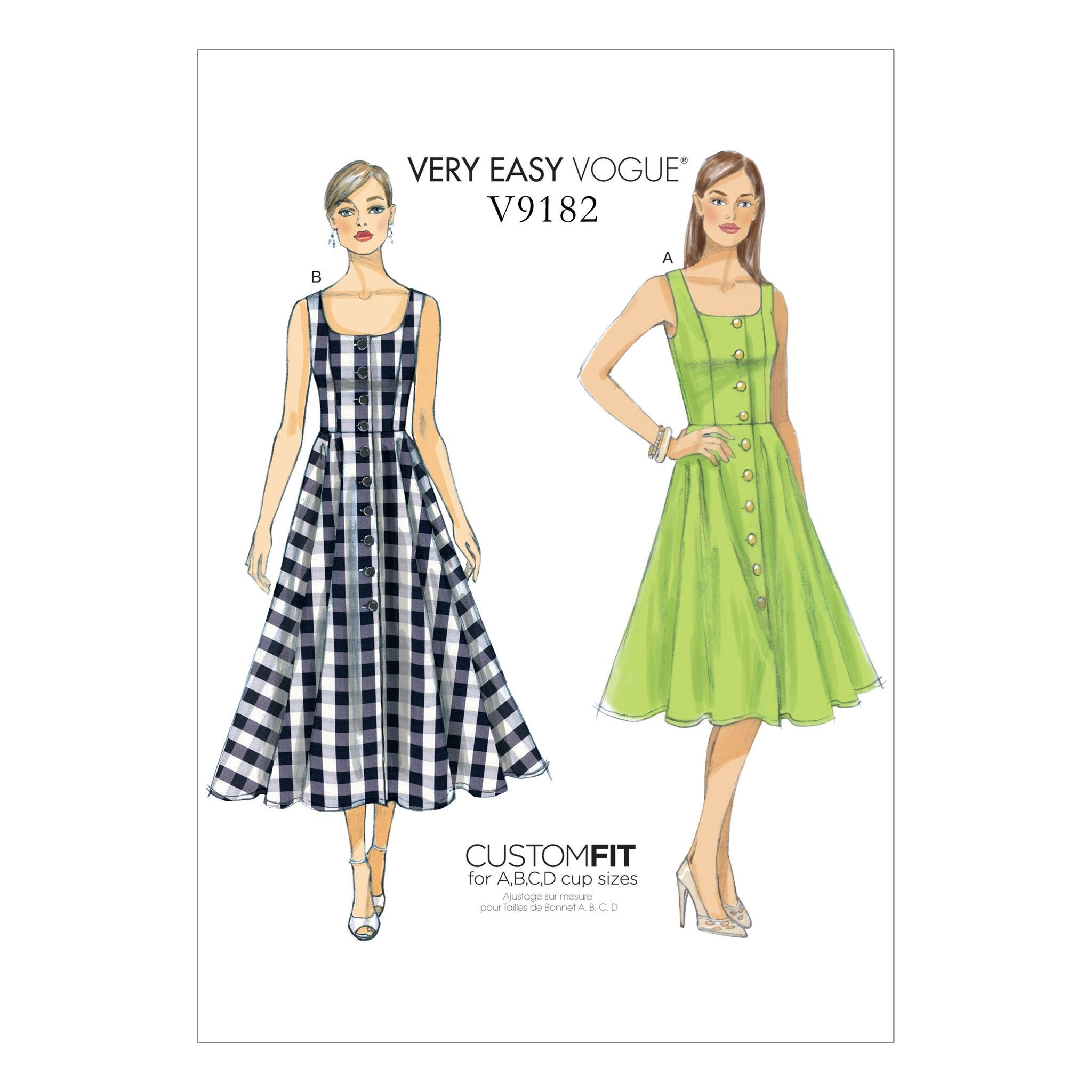 Vogue pattern 9182 Button-Down, Flared-Skirt Dresses from Jaycotts Sewing Supplies