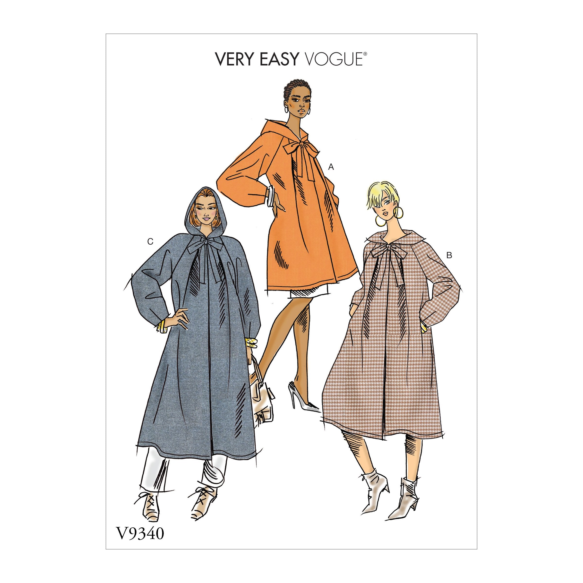 Vogue Pattern 9340 Misses' Coat Pattern | Very Easy Vogue from Jaycotts Sewing Supplies