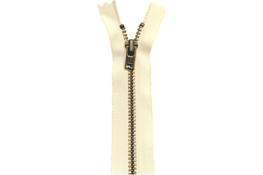Metal Dress Zip | Antique Brass - ECRU from Jaycotts Sewing Supplies