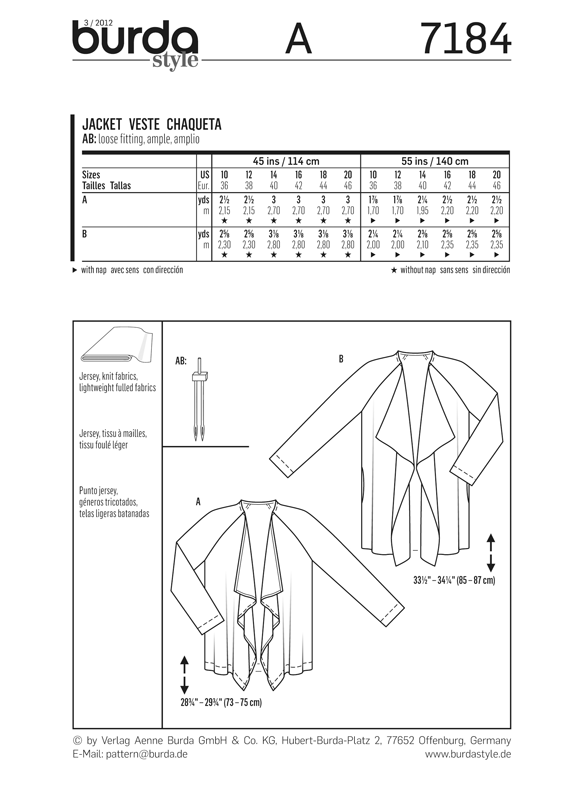 BD7184 Misses' Jacket | Very Easy from Jaycotts Sewing Supplies