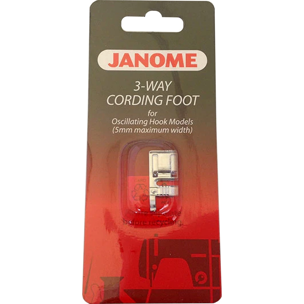 3 way cording foot - Front load Janome from Jaycotts Sewing Supplies
