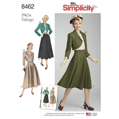 Simplicity Pattern 8462 vintage blouse skirt and lined bolero from Jaycotts Sewing Supplies