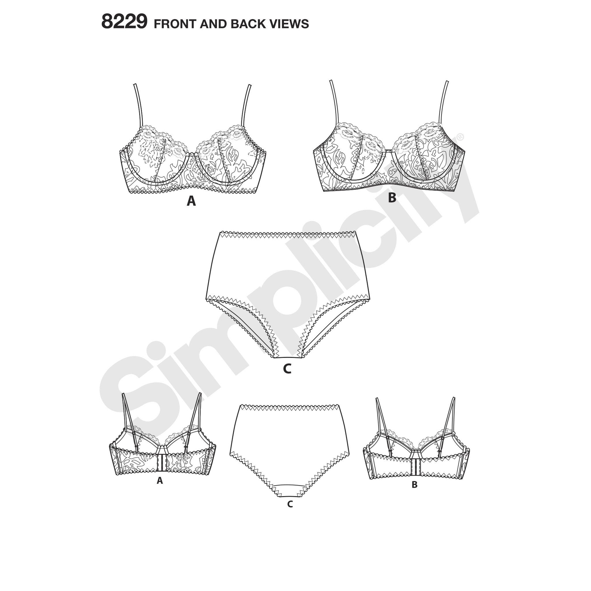 Simplicity Pattern 8229 misses-soft-cup-bras-and-panties from Jaycotts Sewing Supplies