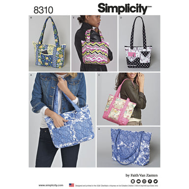 Simplicity Pattern 8310 quilted bags in three-sizes from Jaycotts Sewing Supplies