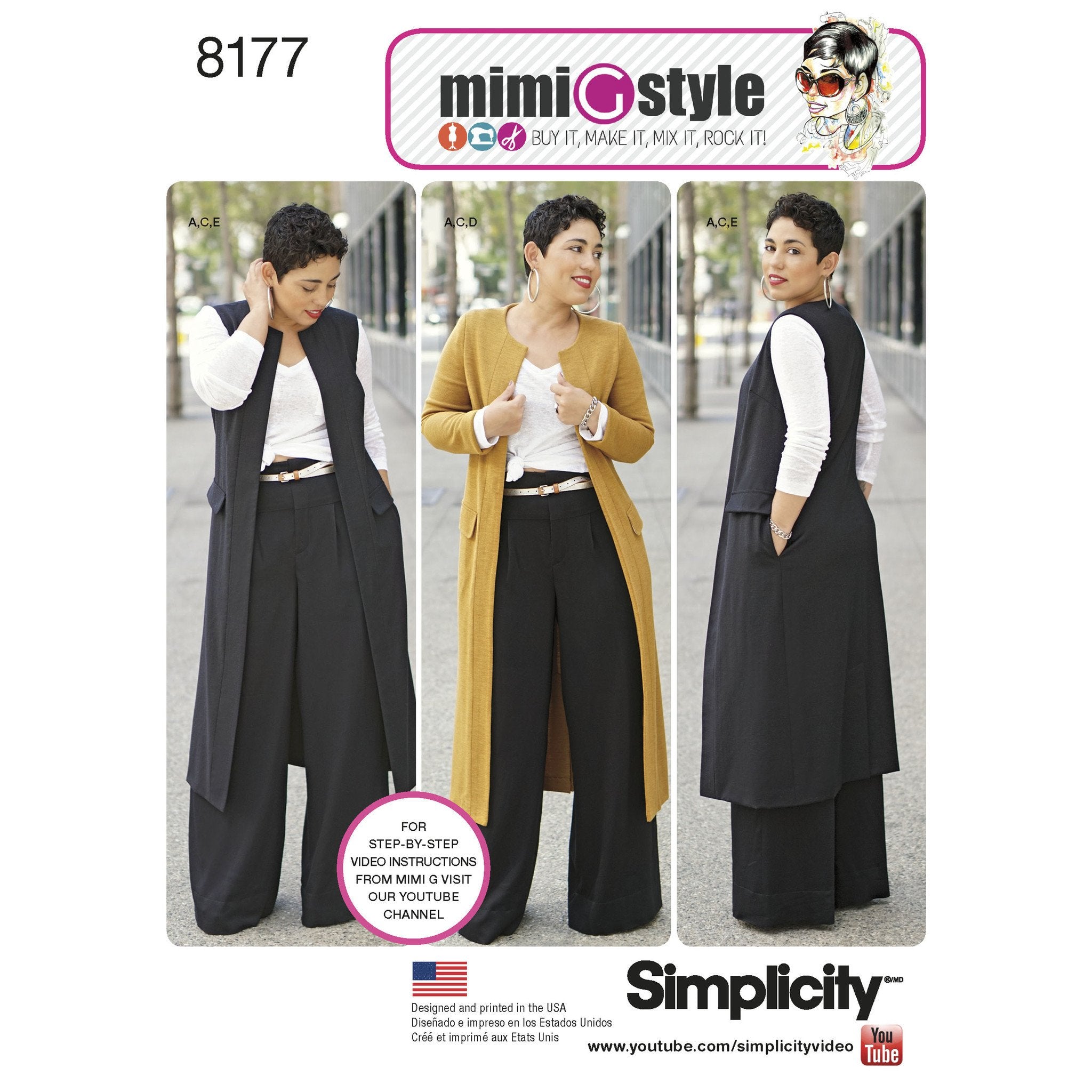 Simplicity Pattern 8177 features a duster length coat or vest, from Jaycotts Sewing Supplies