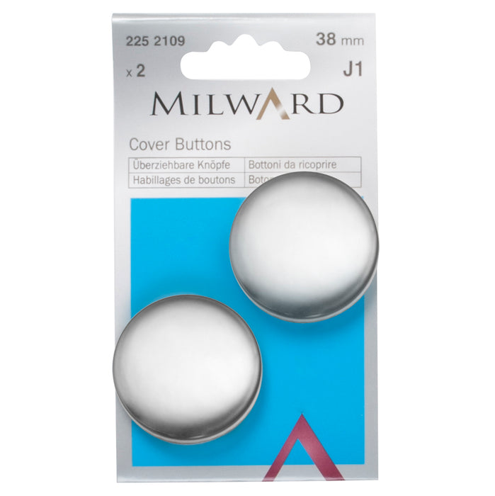 Milward Metal Cover Buttons Silver colour from Jaycotts Sewing Supplies