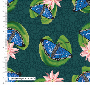 British Waterways Organic Cotton Fabric, Emperor Butterfly from Jaycotts Sewing Supplies