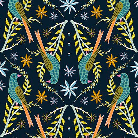 Serenade Organic Cotton Fabric, Perched Birds from Jaycotts Sewing Supplies