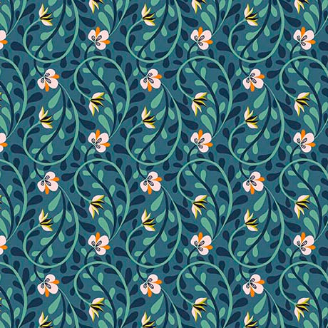 Serenade Organic Cotton Fabric, Climbing Vines Navy from Jaycotts Sewing Supplies