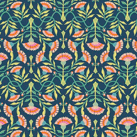 Serenade Organic Cotton Fabric, Sunrise Blooms Navy from Jaycotts Sewing Supplies