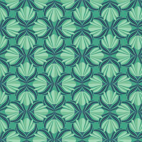 Serenade Organic Cotton Fabric, Hourglass Flowers Green from Jaycotts Sewing Supplies