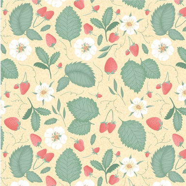 Strawberry Picking Organic Cotton Fabric, Strawberry Fields Yellow from Jaycotts Sewing Supplies
