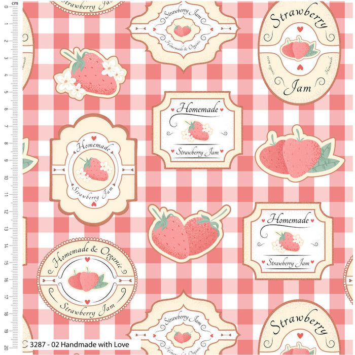 Strawberry Picking Organic Cotton Fabric, Handmade With Love from Jaycotts Sewing Supplies