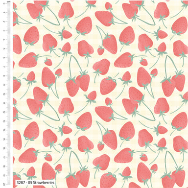 Strawberry Picking Organic Cotton Fabric, Strawberries from Jaycotts Sewing Supplies