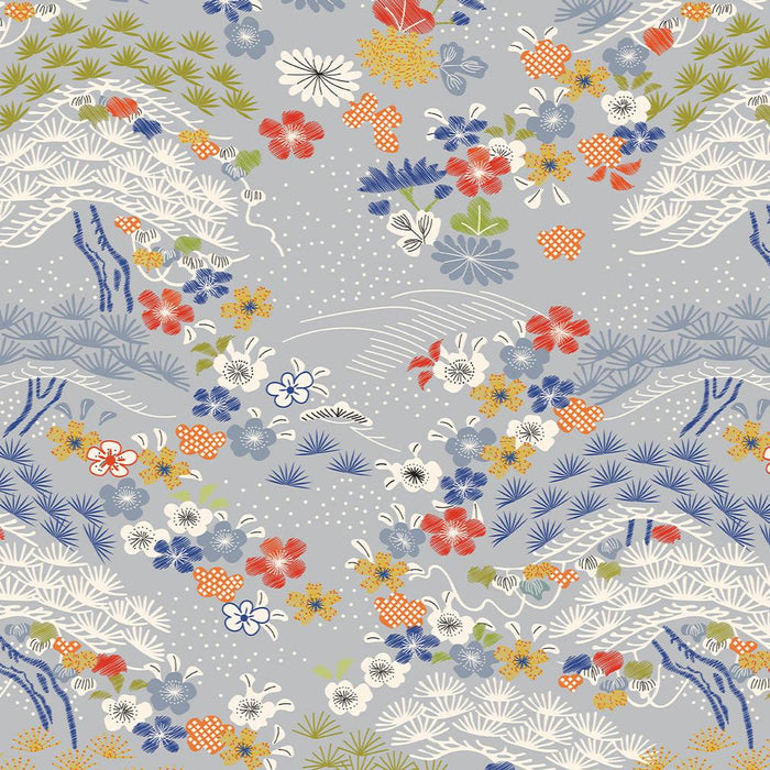 Serenity in Japan V&A Organic Cotton Fabric, Pine and Blossom from Jaycotts Sewing Supplies