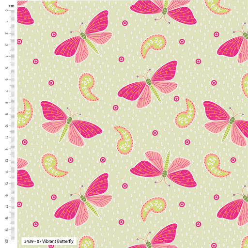 Bohemian Summer Organic Cotton Fabric, Vibrant Butterfly from Jaycotts Sewing Supplies