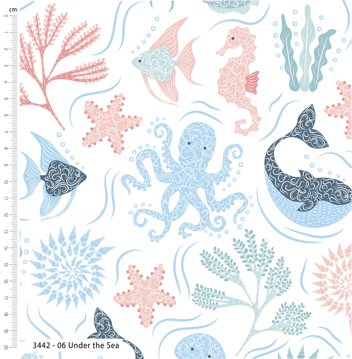 Tranquil Shores Organic Cotton Fabric, Under The Sea from Jaycotts Sewing Supplies