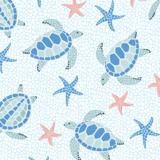 Tranquil Shores Organic Cotton Fabric, Mosaic Turtle from Jaycotts Sewing Supplies