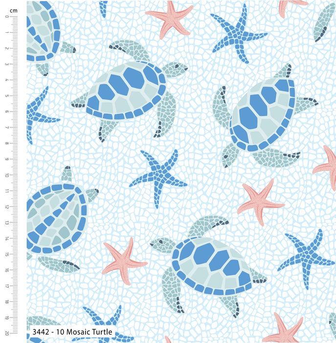 Tranquil Shores Organic Cotton Fabric, Mosaic Turtle from Jaycotts Sewing Supplies