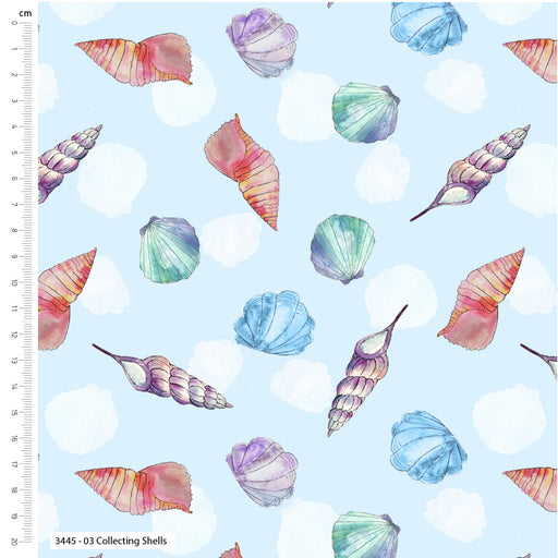 A Day By The Sea Organic Cotton Fabric, Collecting Shells from Jaycotts Sewing Supplies