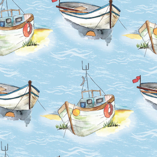 A Day By The Sea Organic Cotton Fabric, In The Harbour from Jaycotts Sewing Supplies