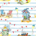 A Day By The Sea Organic Cotton Fabric, Seaside Icons from Jaycotts Sewing Supplies