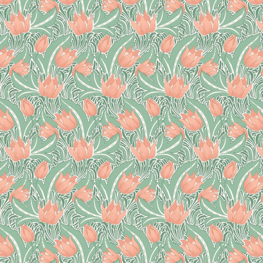 Art Nouveau V&A Organic Cotton Fabric, Twisting Tulip from Jaycotts Sewing Supplies