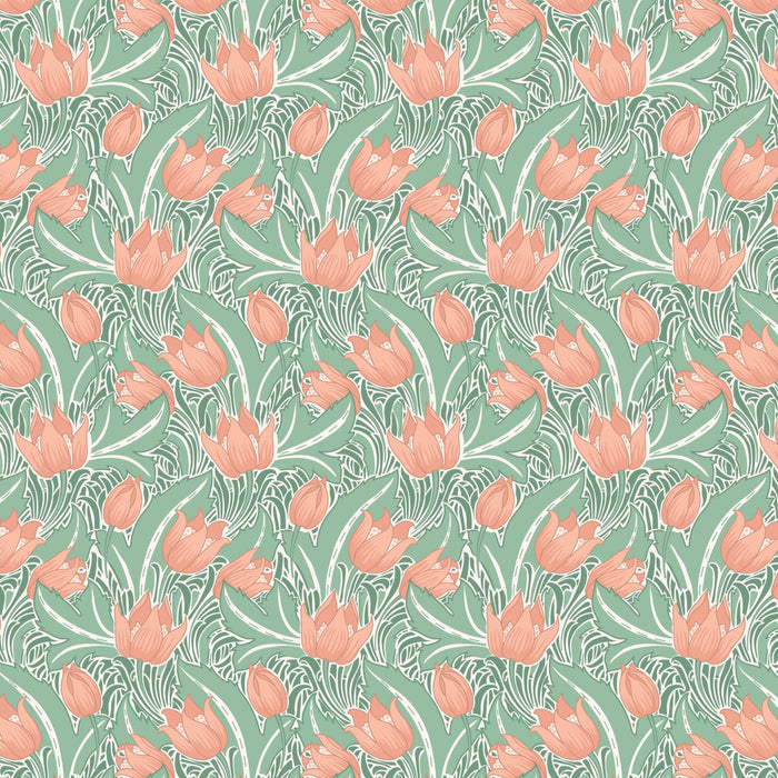 Art Nouveau V&A Organic Cotton Fabric, Twisting Tulip from Jaycotts Sewing Supplies