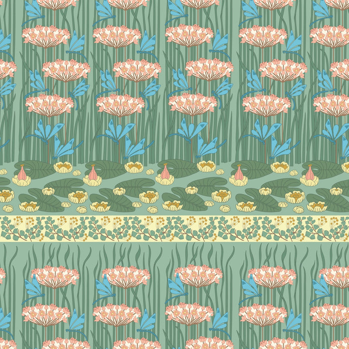 Art Nouveau V&A Organic Cotton Fabric, Dragonfly Pond from Jaycotts Sewing Supplies