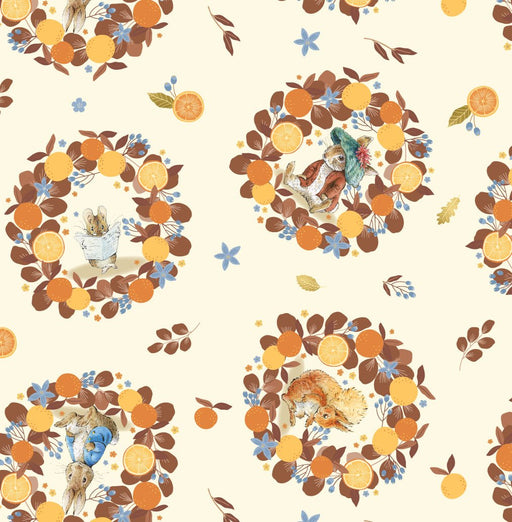 Peter Rabbit Organic Cotton Fabric, Harvest Wreath from Jaycotts Sewing Supplies