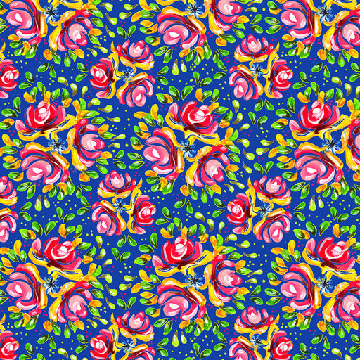 Bohemian Waters Organic Cotton Fabric, Barge Bouquet Blue from Jaycotts Sewing Supplies