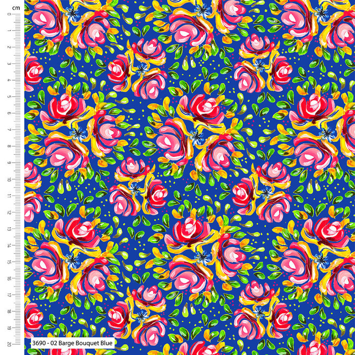 Bohemian Waters Organic Cotton Fabric, Barge Bouquet Blue from Jaycotts Sewing Supplies
