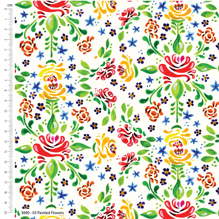 Bohemian Waters Organic Cotton Fabric, Painted Flowers from Jaycotts Sewing Supplies