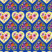 Bohemian Waters Organic Cotton Fabric, Folk Hearts Blue from Jaycotts Sewing Supplies