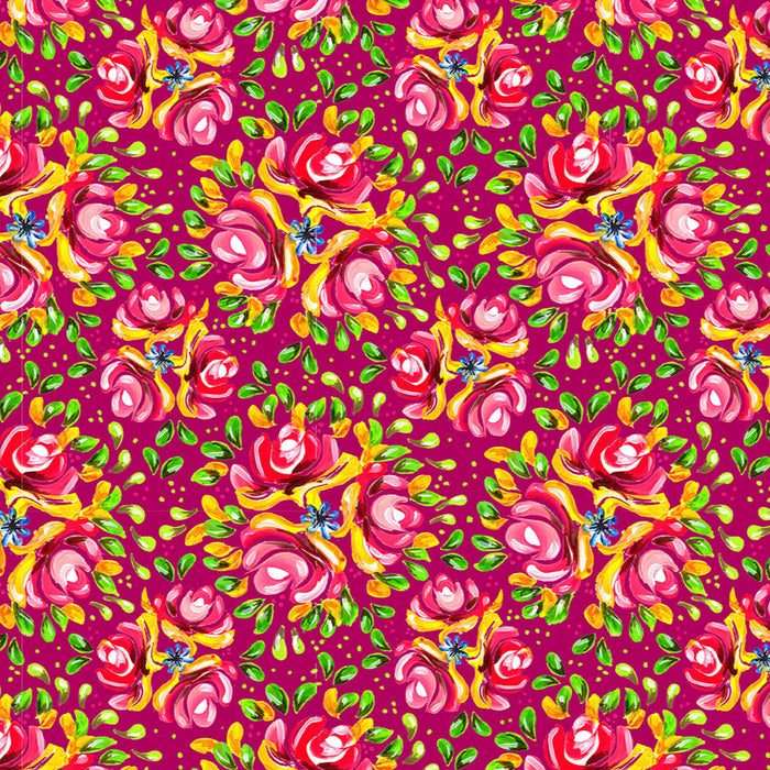 Bohemian Waters Organic Cotton Fabric, Barge Bouquet Crimson from Jaycotts Sewing Supplies