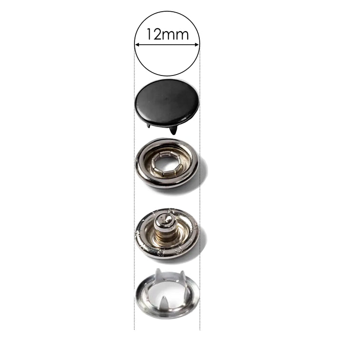 Prym 390170 pack of 6 Black press fasteners 12mm Jersey from Jaycotts Sewing Supplies