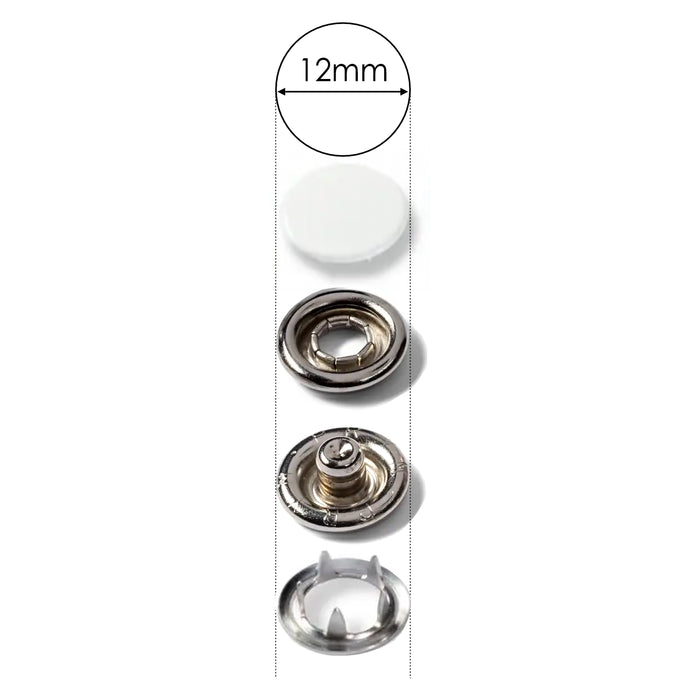 Prym 390171 pack of 6 White press fasteners 12mm Jersey from Jaycotts Sewing Supplies