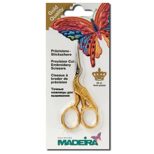 Madeira Gold Stork Handle Embroidery Scissors 9cm from Jaycotts Sewing Supplies