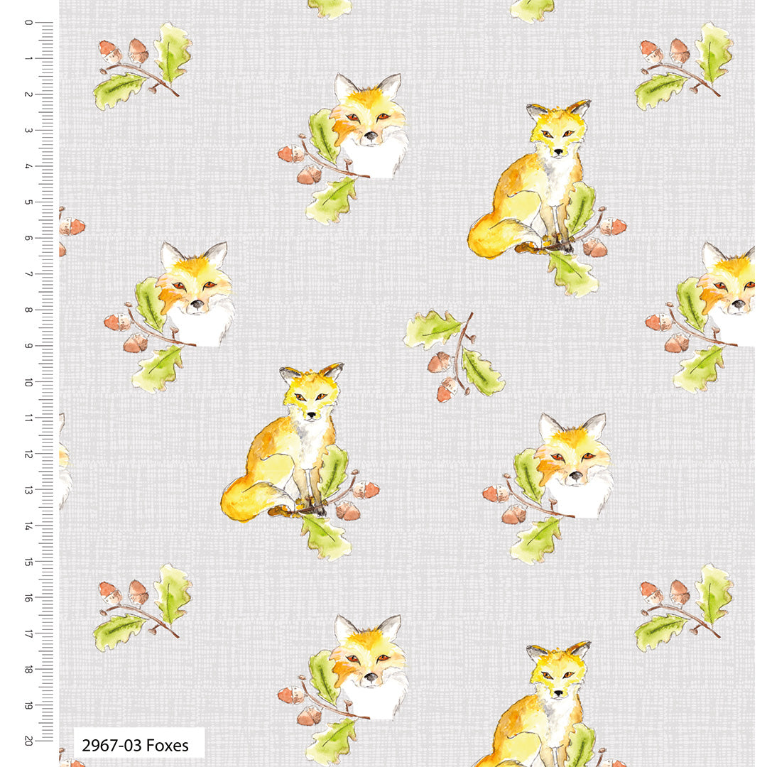 A Country Walk Organic Cotton Fabric, Foxes from Jaycotts Sewing Supplies
