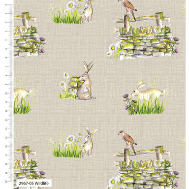 A Country Walk Organic Cotton Fabric, Wildlife from Jaycotts Sewing Supplies