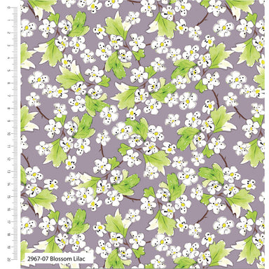 A Country Walk Organic Cotton Fabric, Blossom Lilac from Jaycotts Sewing Supplies