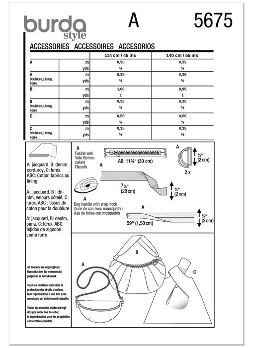 Burda Pattern 5675 Bags from Jaycotts Sewing Supplies