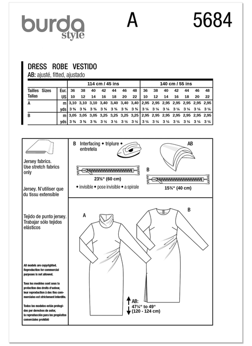 Burda Pattern 5684 Misses' Dresses from Jaycotts Sewing Supplies