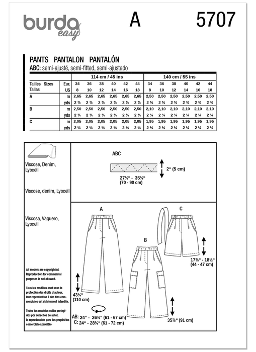 Burda Pattern 5707 Men's Trousers from Jaycotts Sewing Supplies